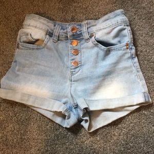Pale Blue High Waisted Denim Shorts